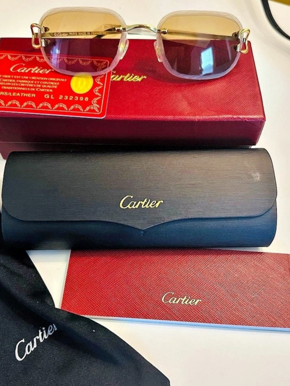 Cartier Gold-Tone Sunglasses Brown Lenses brand new